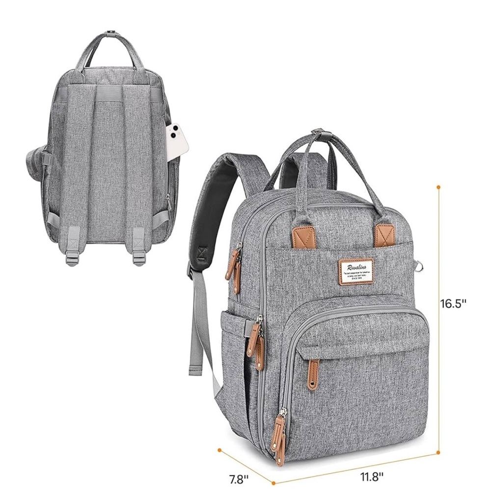 Gray diaper bag